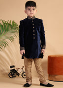 Classic Navy Velvet Sherwani Set