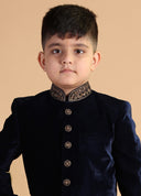 Classic Navy Velvet Sherwani Set