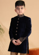 Classic Navy Velvet Sherwani Set