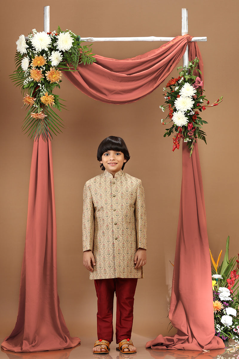 Tan Beige Sherwani Set