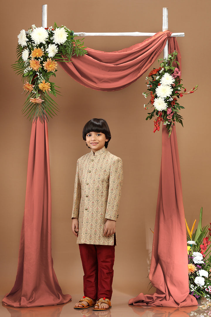 Tan Beige Sherwani Set