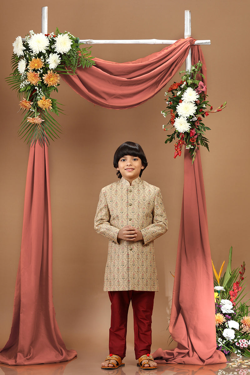 Tan Beige Sherwani Set