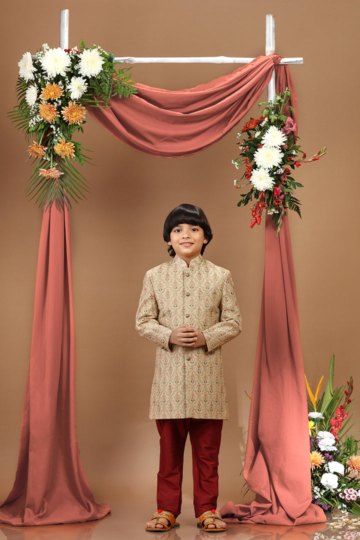 Tan Beige Sherwani Set