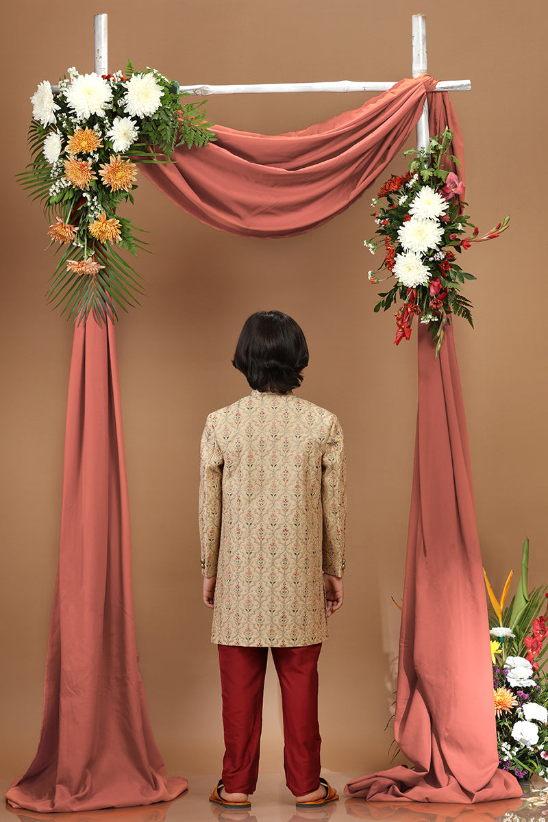 Tan Beige Sherwani Set