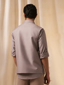 Grey Terry rayon  Embroidered Bandi  with Shirt for Men
