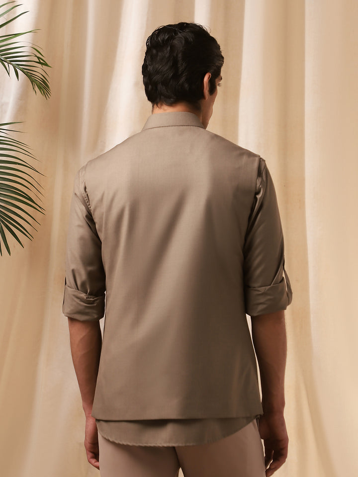 D. Fawn Rose Embroidery Bandi Shirt for Men