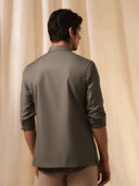 Olive Terry rayon Embroidered Full Sleeve Bandi Shirt