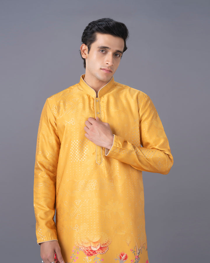 Elegant Yellow Silk Kurta Set with Exquisite Work