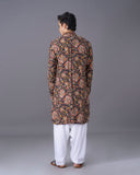 Printed Multicolour Silk Kurta Set