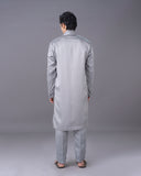 Ethereal Grey Embroidred Silk Kurta Set