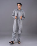 Ethereal Grey Embroidred Silk Kurta Set