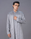 Ethereal Grey Embroidred Silk Kurta Set