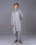 Ethereal Grey Embroidred Silk Kurta Set