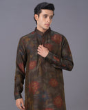 Regal Blend Green Maroon Printed Kurta & Alighari
