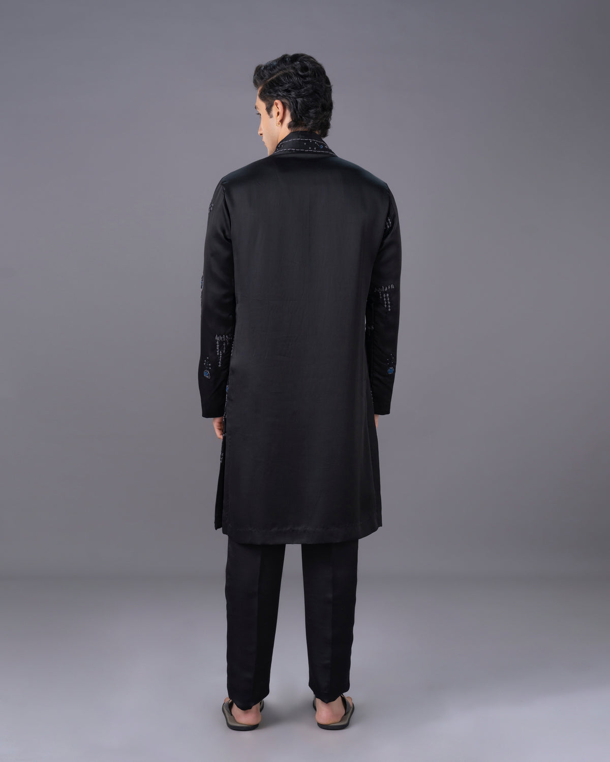 Elegant black festive kurta outfit for weddings and receptions – KoraNm