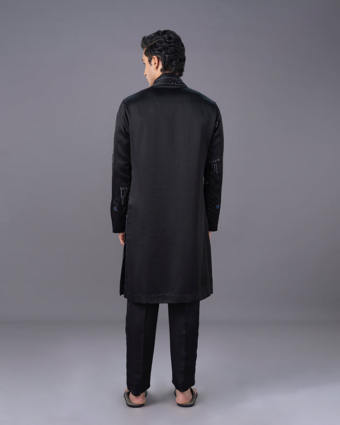 Elegant black festive kurta outfit for weddings and receptions – KoraNm