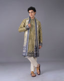 Radiant Green Silk Kurta Set with Alighari & Dupatta