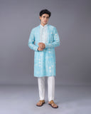 Refreshing Aqua Kurta Set with Alighari Bottom