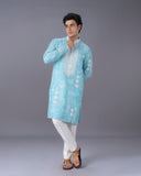 Refreshing Aqua Kurta Set with Alighari Bottom