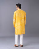 Artisanal Yellow Kurta Set with Alighari Bottom