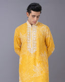 Artisanal Yellow Kurta Set with Alighari Bottom