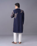 Crafted in Navy Silk Kurta Set