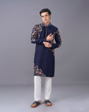 Crafted in Navy Silk Kurta Set