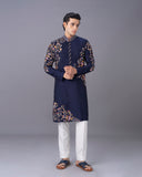 Crafted in Navy Silk Kurta Set