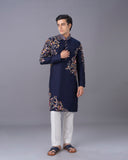 Crafted in Navy Silk Kurta Set