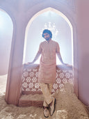 Elegant Peach Tissue Silk Kurta Set