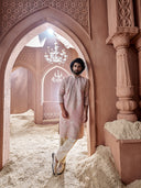 Elegant Peach Tissue Silk Kurta Set