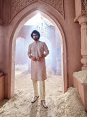 Elegant Peach Tissue Silk Kurta Set