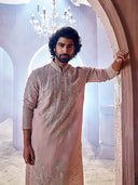 Elegant Peach Tissue Silk Kurta Set