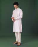 Pink Embroidered Silk Kurta Set with Alighari