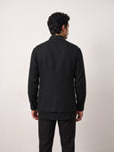 Black Bandi and Shirt Set with Contrast Stitching and Statement Lapels