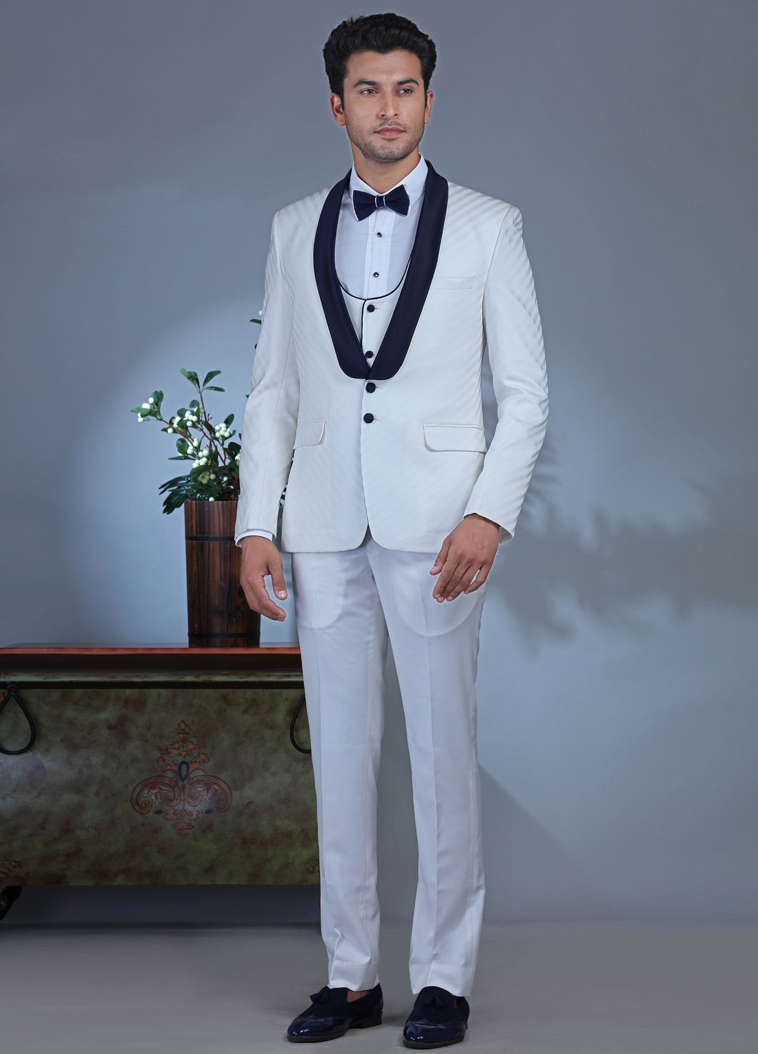 Contemporary White Tuxedo Suit