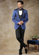 Cobalt Blue Embroidered Tuxedo Set