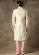 Crystal Cream Embroidered Sherwani Set