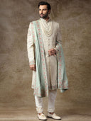 Bisque Beige Embroidered Sherwani Set