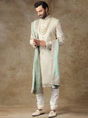 Bisque Beige Embroidered Sherwani Set