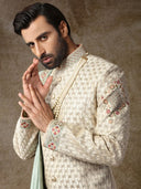 Bisque Beige Embroidered Sherwani Set