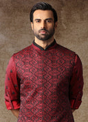 Wine Embroidered Kurta Alika Set