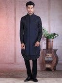 Midnight Navy And Black Kurta Alika Set - KORANM
