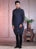 Midnight Navy And Black Kurta Alika Set - KORANM