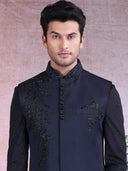 Midnight Navy And Black Kurta Alika Set - KORANM