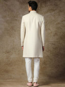 Breezy Beige Textured Sherwani Set