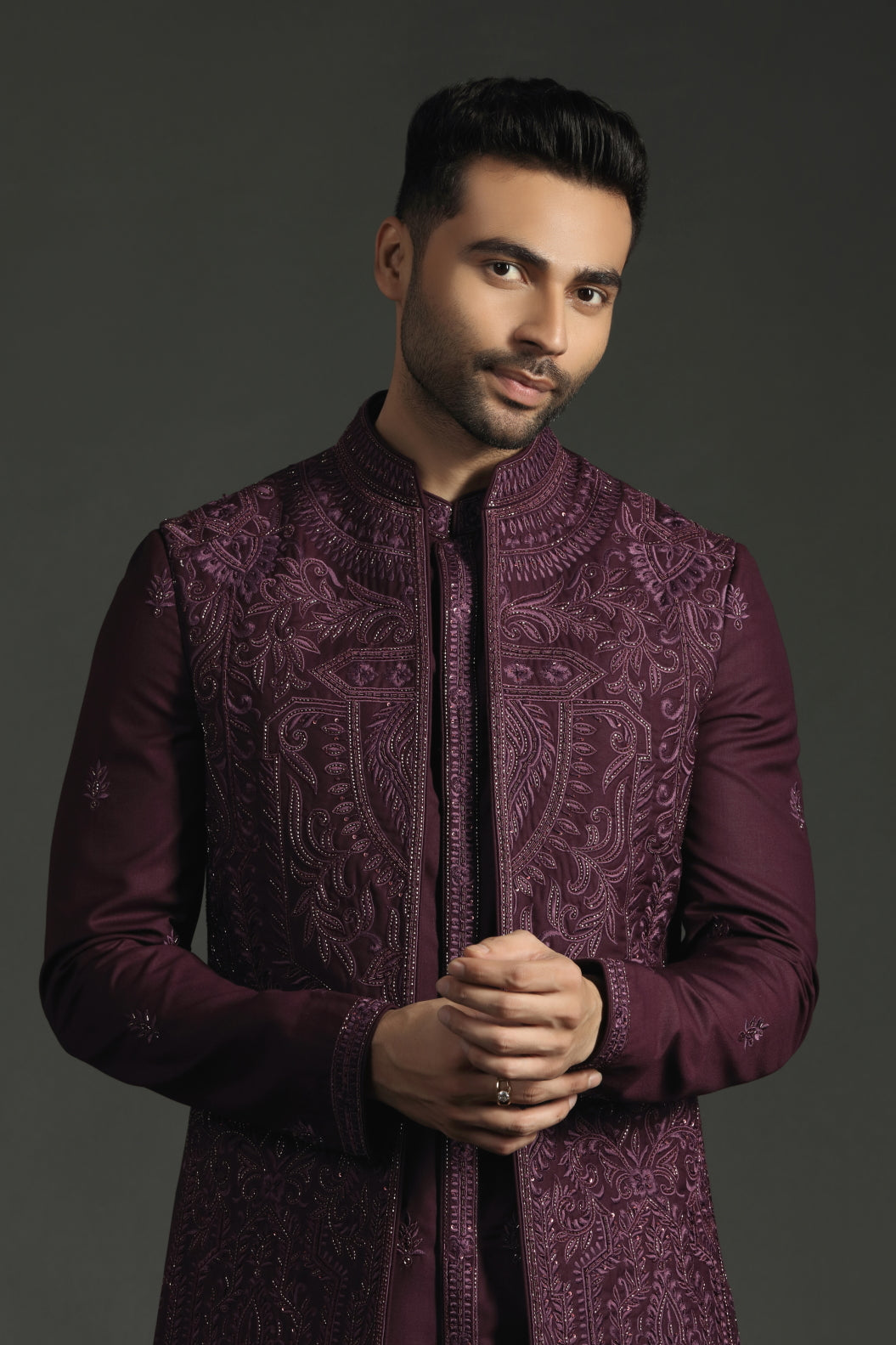 Sangria Wine Embroidered Rayon Fusion Set