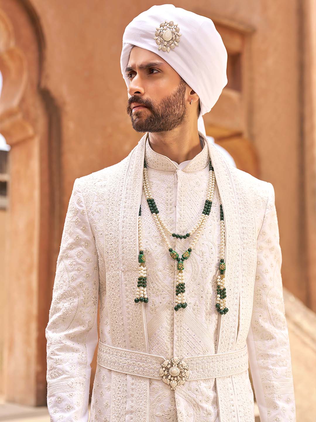 Embroidered Silk Wedding Sherwani For Groom