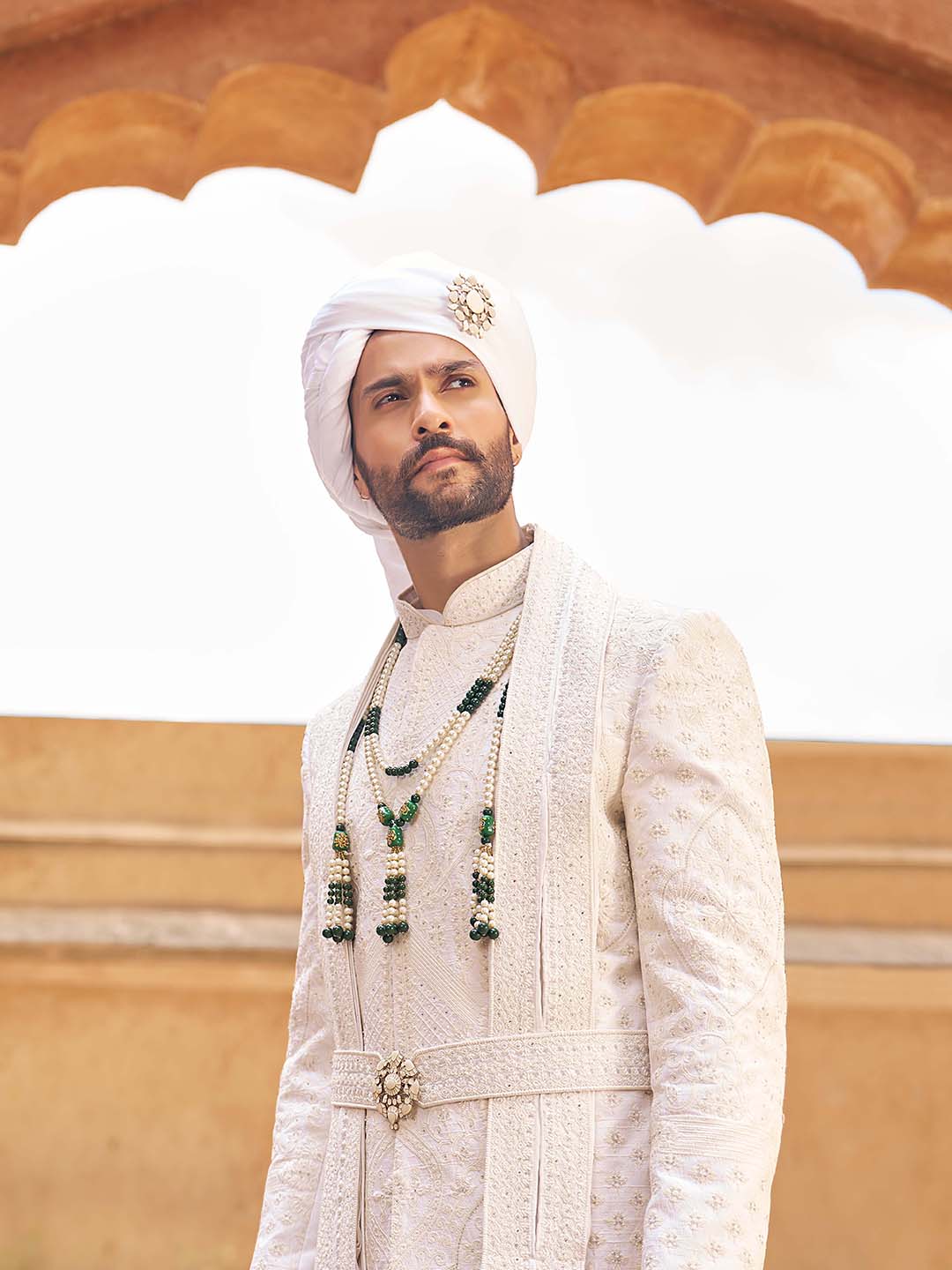 Embroidered Silk Wedding Sherwani For Groom