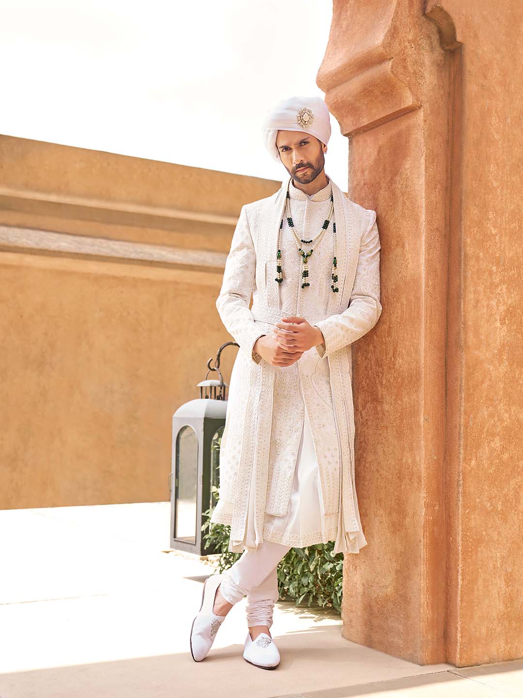 Embroidered Silk Wedding Sherwani For Groom